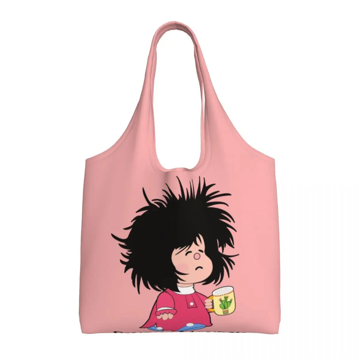 Custom Pinche Monday Mafalda Grocery Shopping Tote Bags Women Quino Argentina Comic Canvas Shoulder Shopper Bags Big Capacity