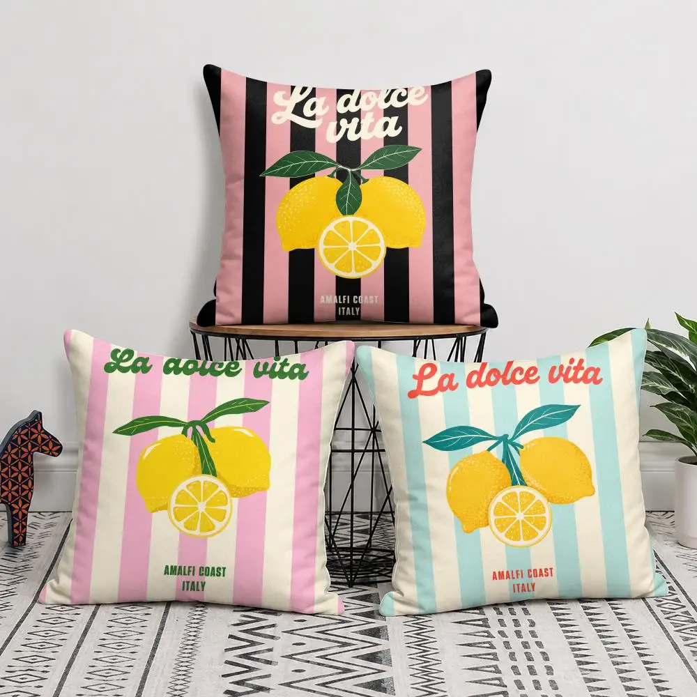 Lemon Amalfi Coast Cushion Cover Short Plush Soft Double-Sided Printing Pillow Case Cozy Sofa Bedroom Home Decor Gift