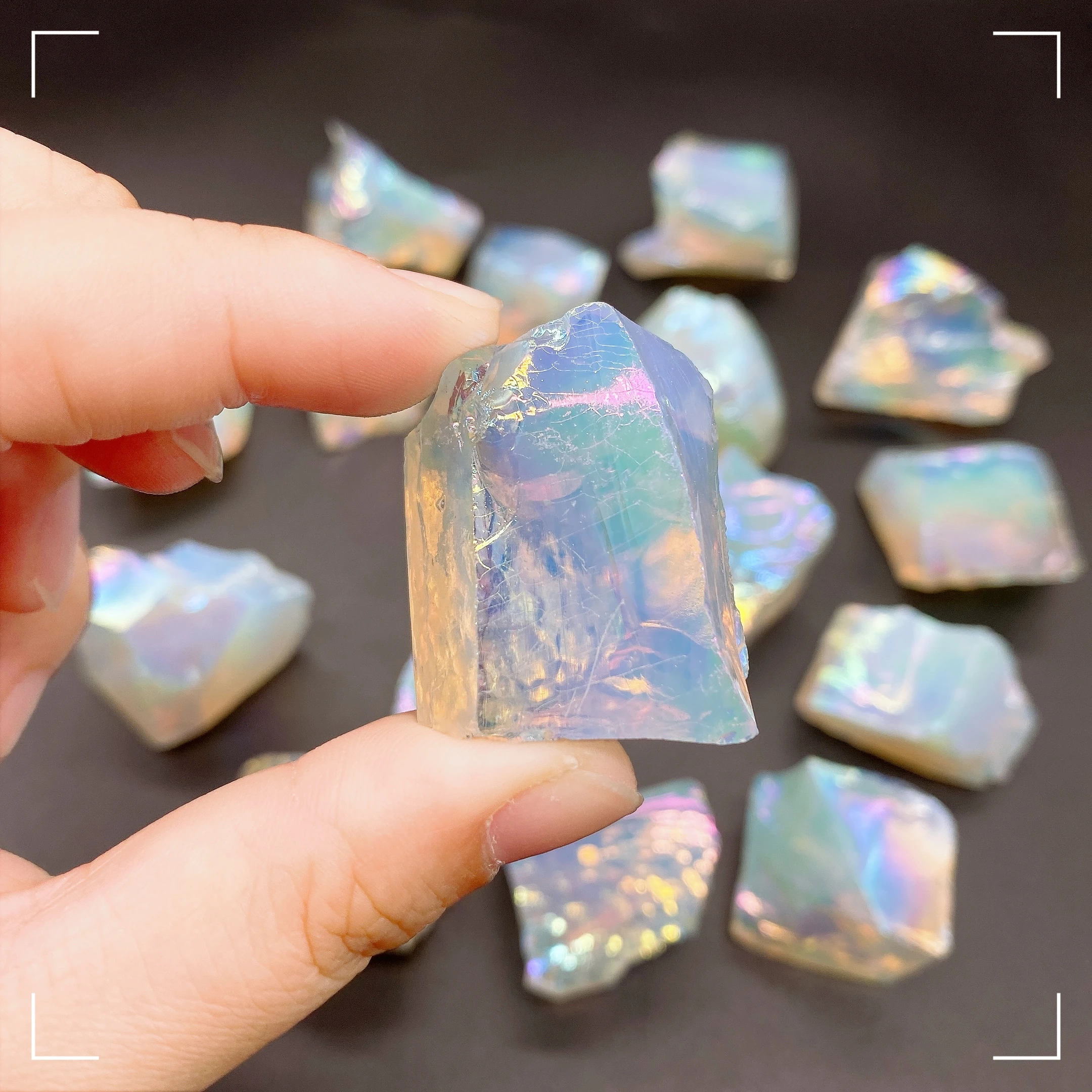 Natural Raw Stone Aura Opalite Electroplated Crystal Quartz Aura Rainbow Color Mineral Specimens Room Ornaments Home Decor Gift