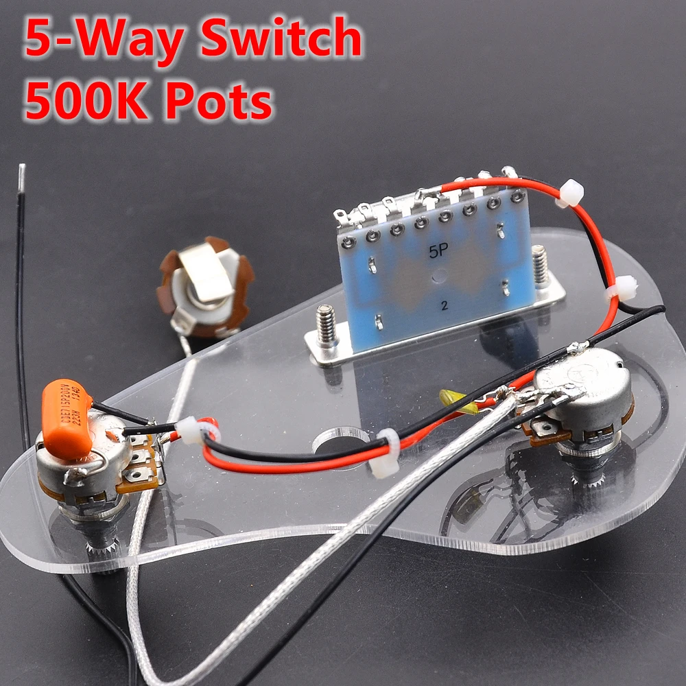 HSH ( 2x 500K Pots + 5-Way Switch  + Jack  ) for ST Electric Guitar  Wiring Harness