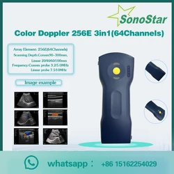 256 Elements Wireless Ultrasound Probe 64 Channel scanner portable machine WIFI Machine 256 color doppler linear convex 3 in 1