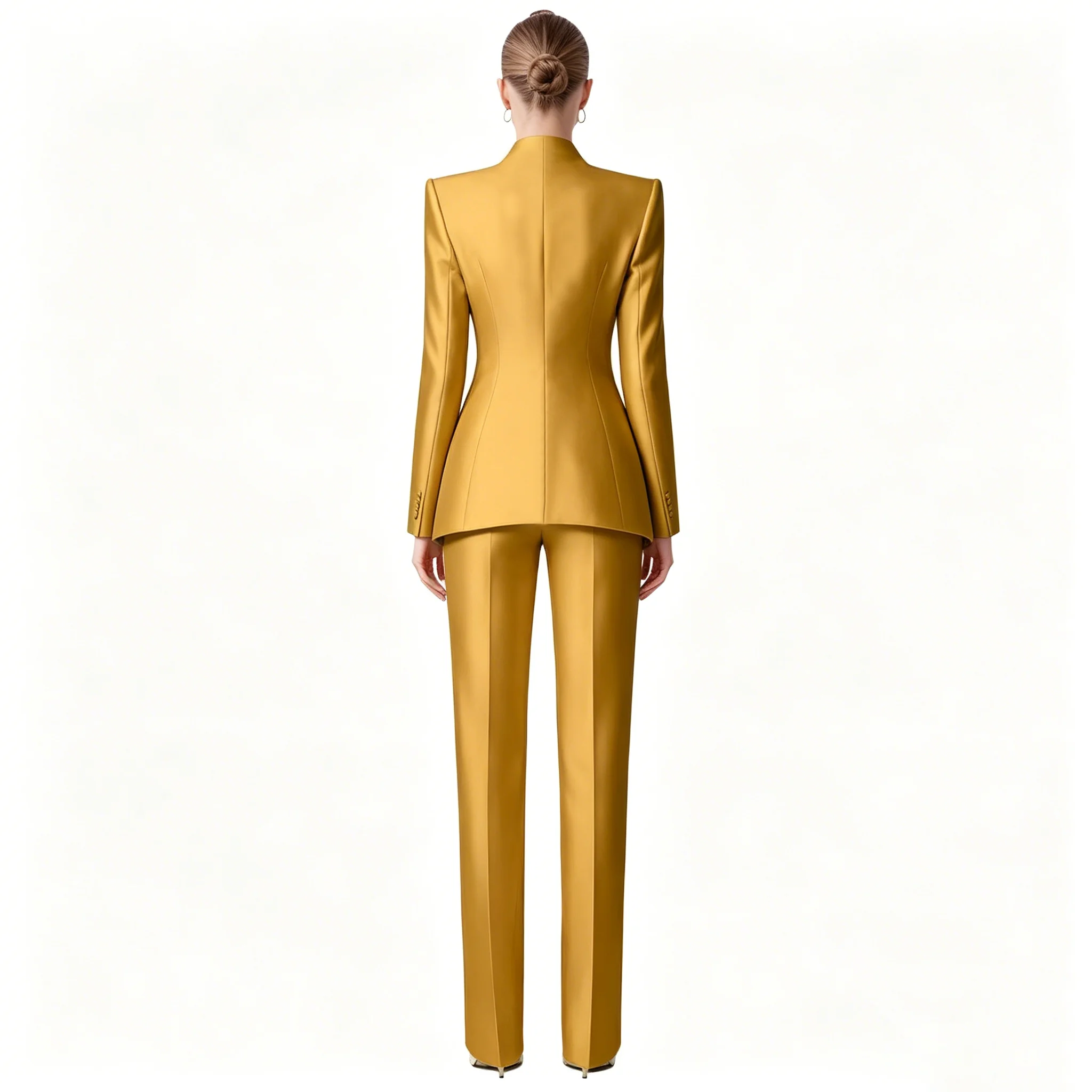 Dowbins Women's Satin Suits 3-Piece Slim Fit Pants Suit Casual Dressy Pantsuits Tuxedo Formal Outfit the Bridal Pant Suit Set