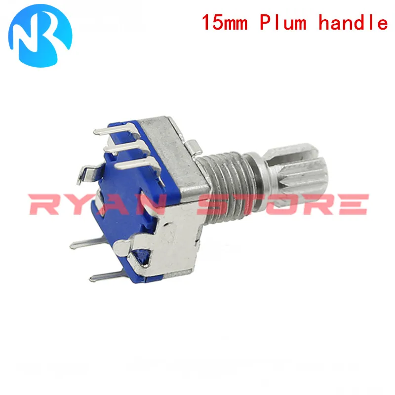 5PCS EC11 20 Position 360 Degree Rotary Encoder With Push Button Switch 5Pin Handle Long 15/20MM Plum Handle/ Half Handle