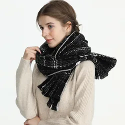 Winter Scarf with Tags Thick Warm Solid Cape Wraps Female Bandana Pashmina Luxury Cashmere Women Scarf Long Tassel