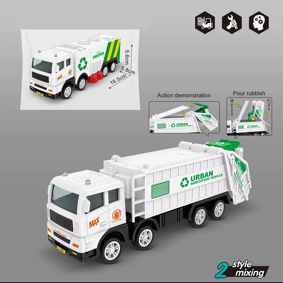 1 قطعة لعب الأطفال الجمود سيارة الصرف الصحي شاحنة نفايات تنظيف الرش الإنقاذ سيارة محاكاة سيارة لعبة نموذج الأولاد الهدايا Puz #5