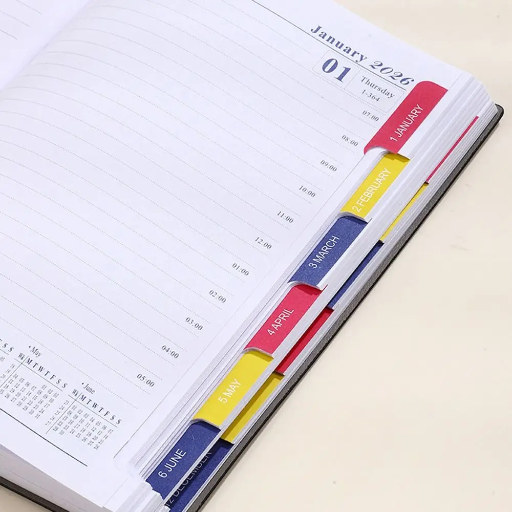 English 2026 Schedule Planner Notepad 12 Months Bookmark 365 Days Efficiency Notebook Portable Thick Paper Office Work Planner