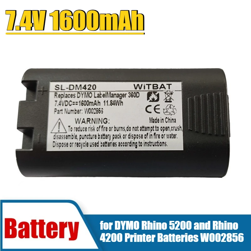 

7.4V 1600mAh for DYMO Rhino 5200 and Rhino 4200 Printer Batteries W002856