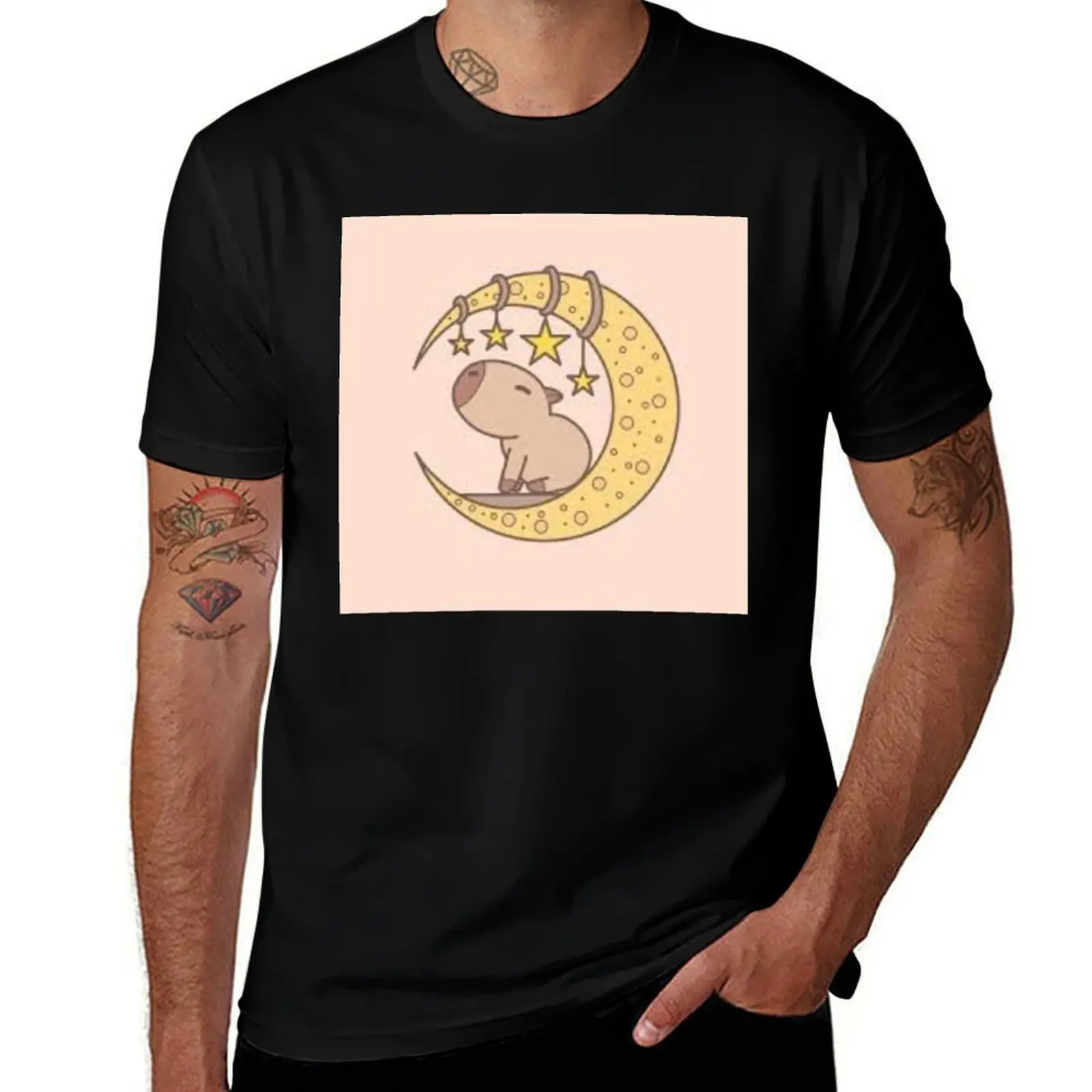 

Футболка Moonlit Capybara Dream Illustration для мальчика, хлопковые мужские футболки, одежда, мужская дизайнерская одежда