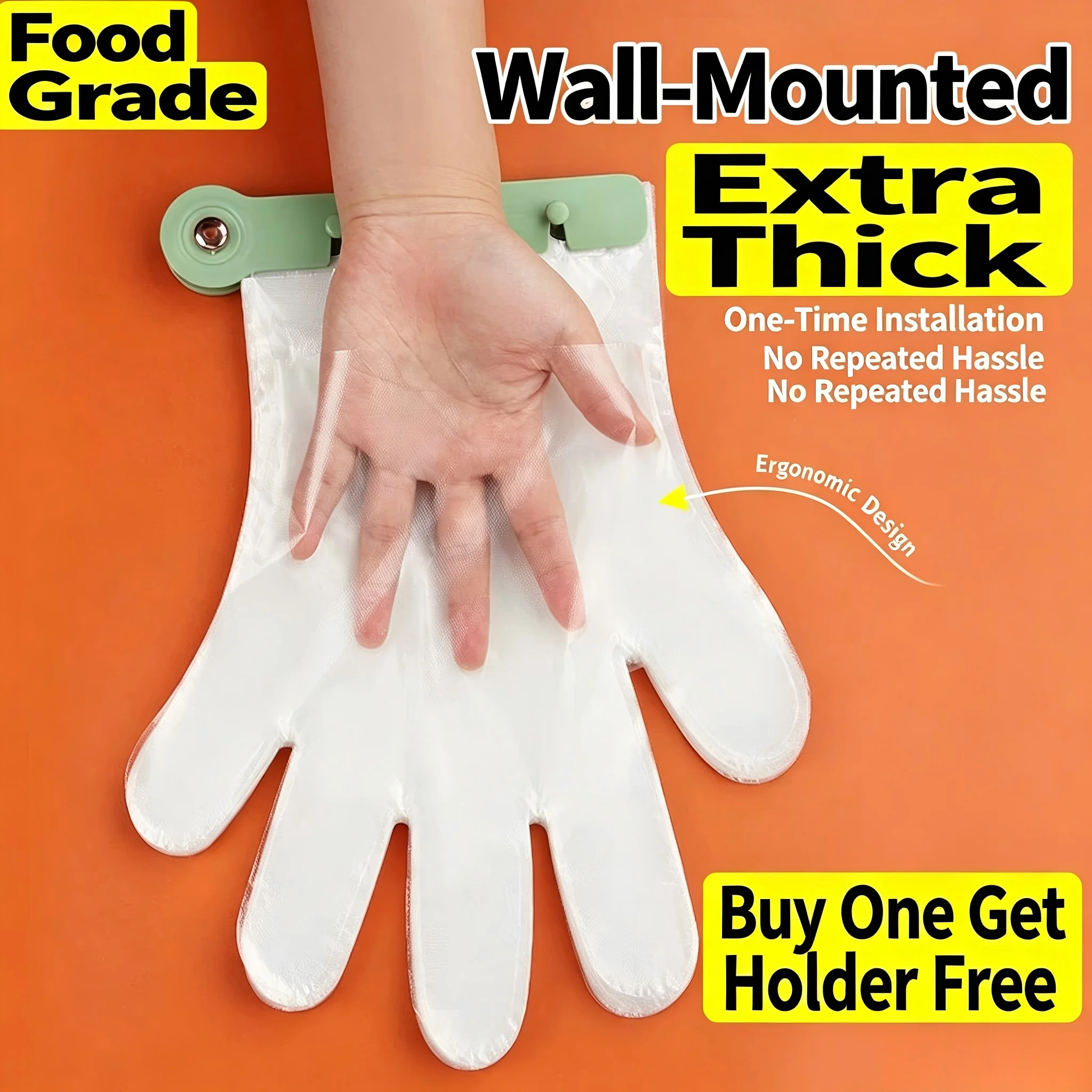 Wall‑Mounted Disposable Glove Holder Plastic Glove Storage Clip Kitchen Restaurant Wall Hook Organizer for PE Gloves