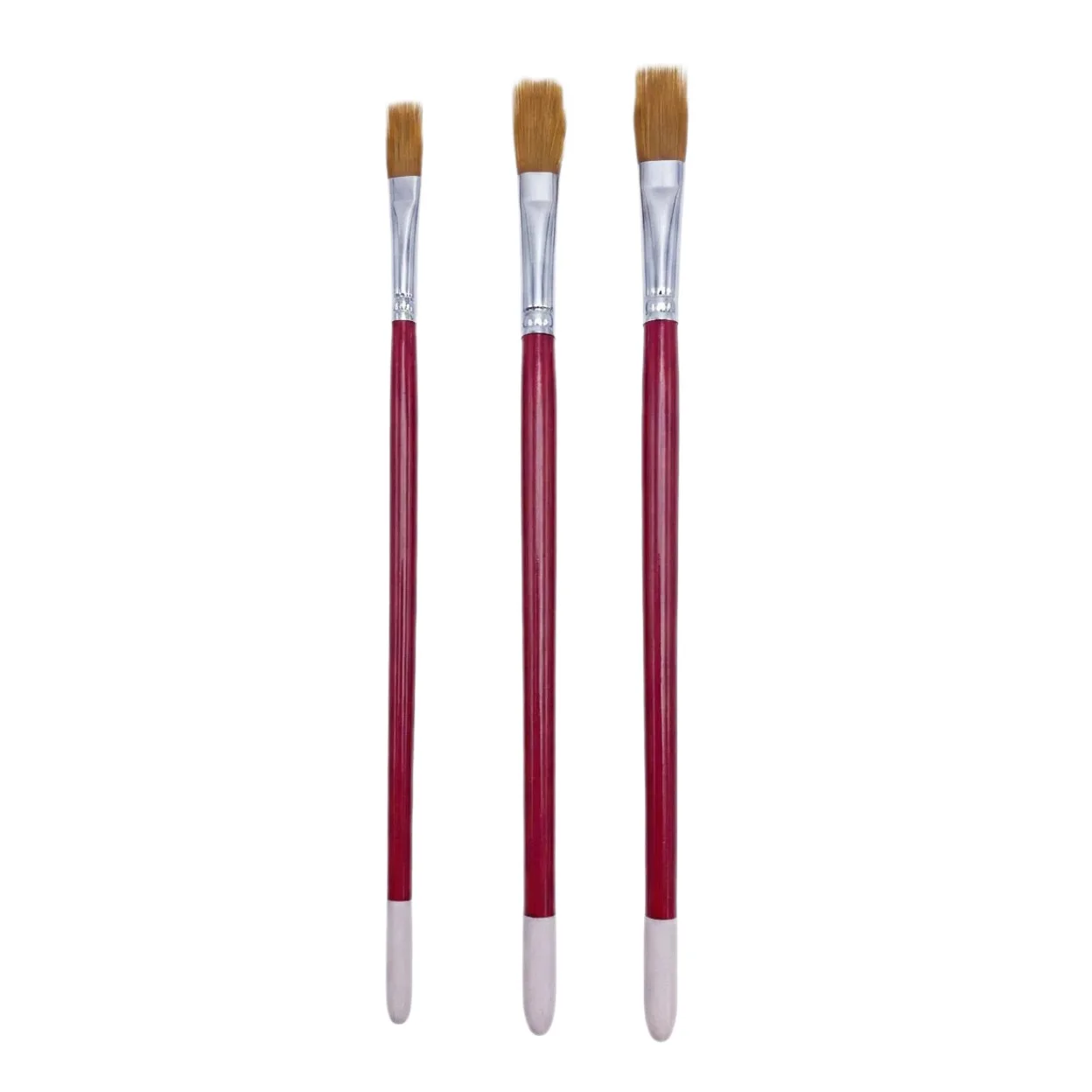 3 Pcs Set Tassel Pull-Thread Nylon Paintbrush Gouache Acrylic Oil Painting Universal Red Handle Metal Joint Flexible Hair Brush