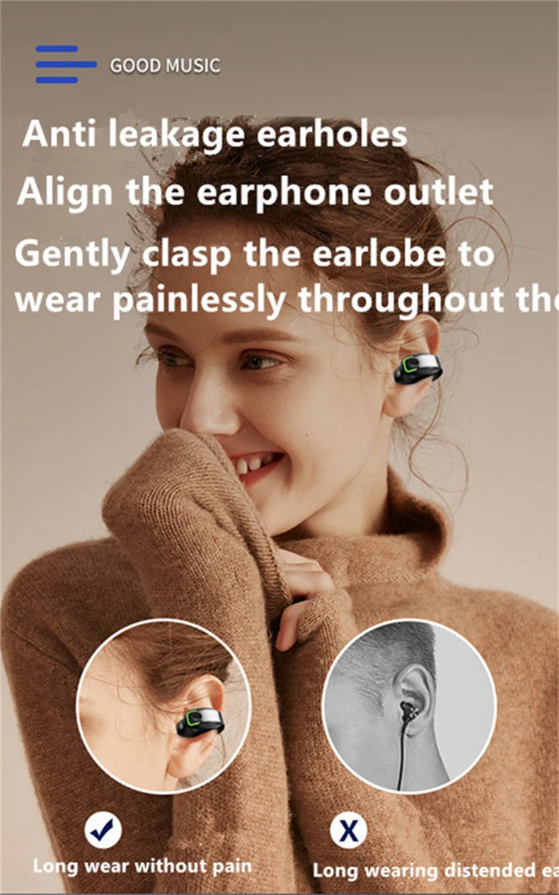 STTKGZD Earphone Clip Wireless Bluetooth Headphone Bone Conduction Headset High Quality TWS Auriculares Sport Noise Canceling S3f31aaf3acbf4dc3ae910ffa86135287A