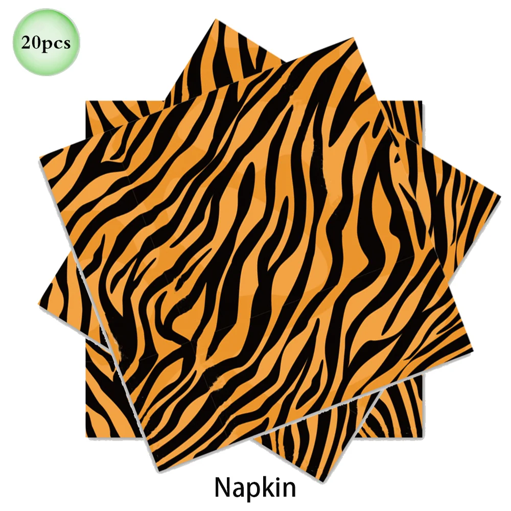1 Satz Wald Tier Leopard Tiger Druck Platte Tischdecke Servietten Wald Banner Dschungel Safari wild eine Geburtstags feier Dekoration – Detail 17