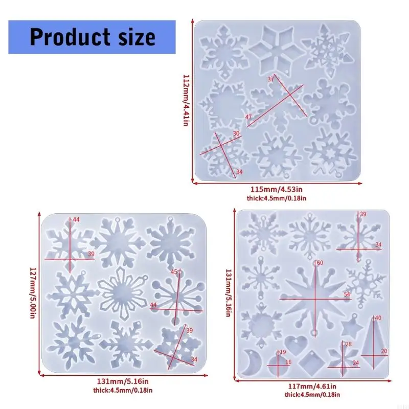 31BB Płatek śniegu kształt silikonowy forty do kolczyków wisiorka żywica brelowa