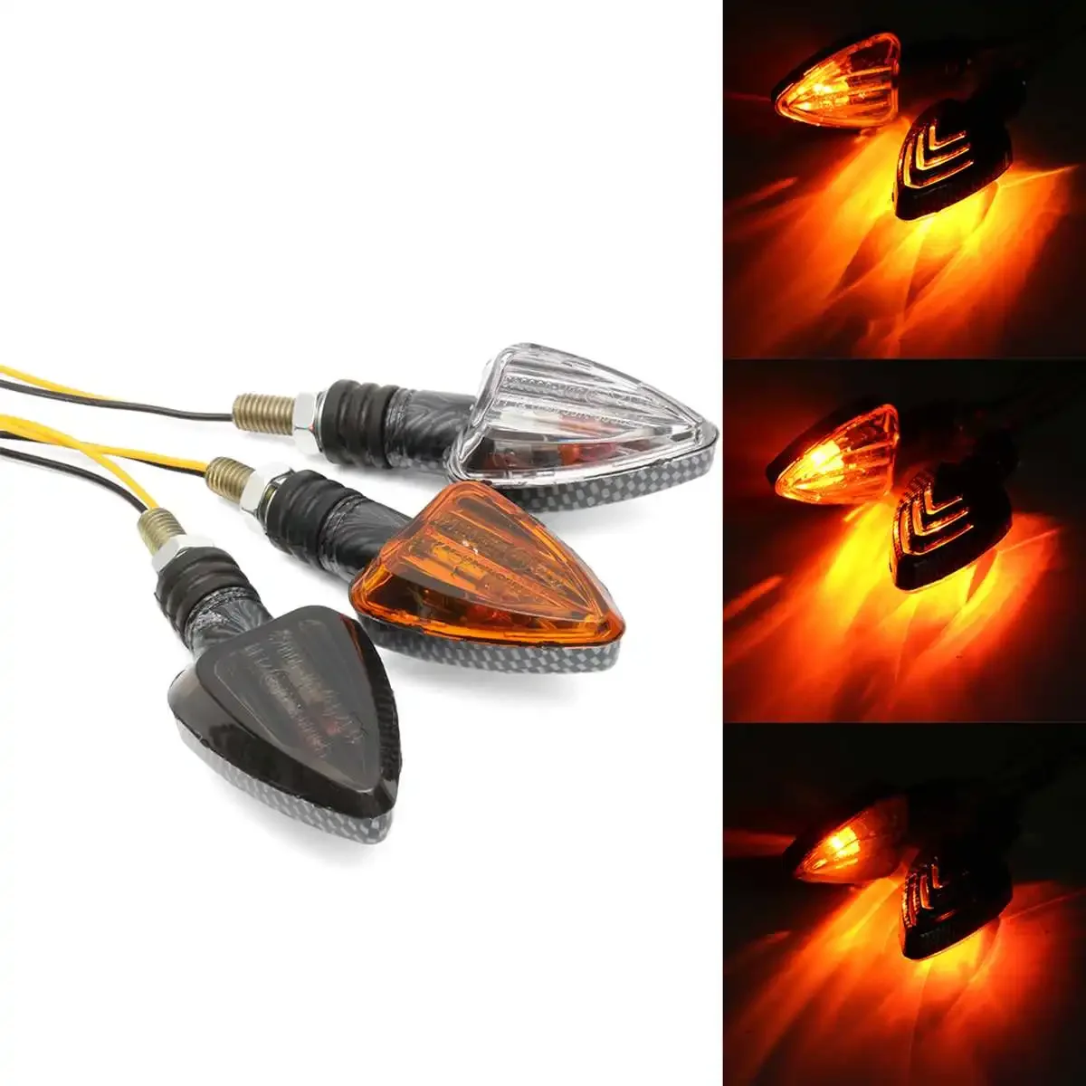 

Pair Carbon Arrow Motorbike Motorcycle Turn Signal Indicators Light Bulb Amber