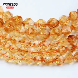 A++ Natural Golden Citrine Diamond Star Faceted Cut 8mm 10mm Loose Beads for Jewelry Making Crystal Beads DIY Accessories