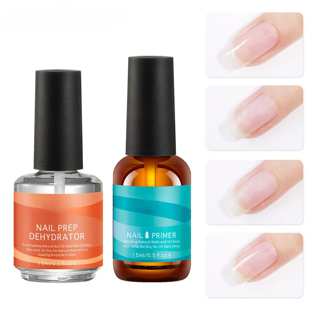 Gel de imprimación para uñas, deshidratador de preparación de secado rápido al aire para manicura, 2 piezas, 15ml