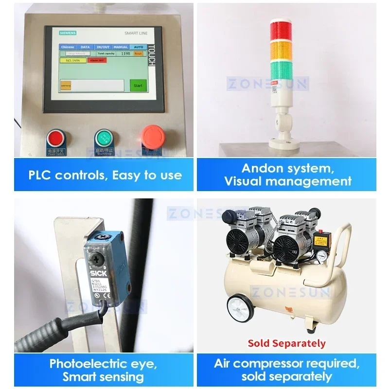 ZONESUN Servo Motor Trigger Pump Sprayer Bottle Cap Screwing Machine ZS-XG445 Top Cover Sealer with Vibratory Bowl Feeder