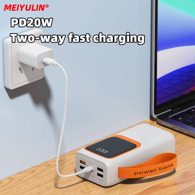 MEIYULIN 보조배터리 고속 충전 외장 배터리, 아이폰, 삼성, 30000mAh USB C, PD20W 보조베터리 내장 케이블, 50000mAh, 22.5W