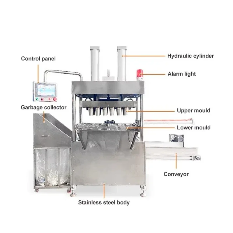 Edible Coffee Biscuit Cup Forming Baking Machine, PLC Control Edible Waffle Cup Forming Baking Machine Customized