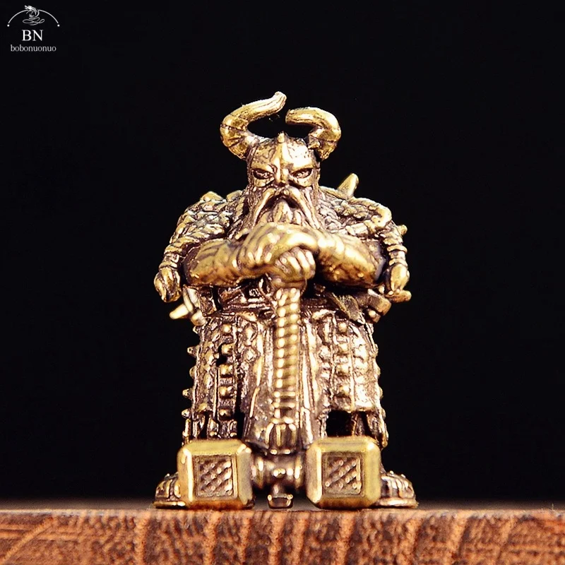 Martelo divino do norte em miniatura 3.3cm, escultura mítica de latão artesanal, ornamento, escultura colecionável, escritório doméstico