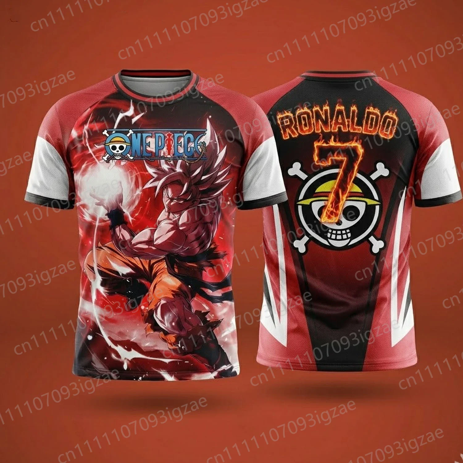 2026 New 3D Print Summer Unisex One Piece Luffy x Dragon Ball Z Goku Ronaldo 7  Athletic Soccer Jersey Quick-Dry Sports Tee