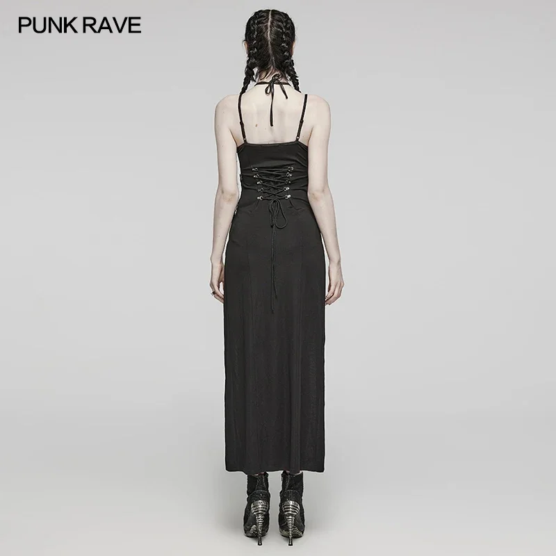 PUNK RAVE Women's Punk Sexy High Slit Dress Adjustable Drawstring Hollowed  Waist Fashion Party Club Women Dresses Summer - AliExpress 200000345