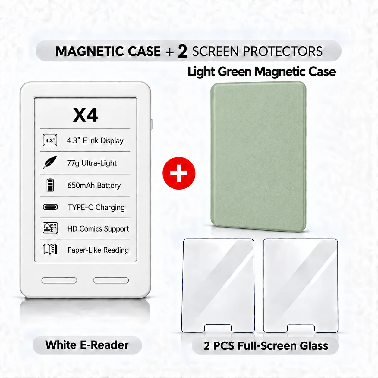 XTEINK X3 X4 X4 Pro: draagbare e-reader met e-ink-display, compact formaat, lichtgewicht, ideaal voor onderweg, op het werk en voor dagelijks lezen.