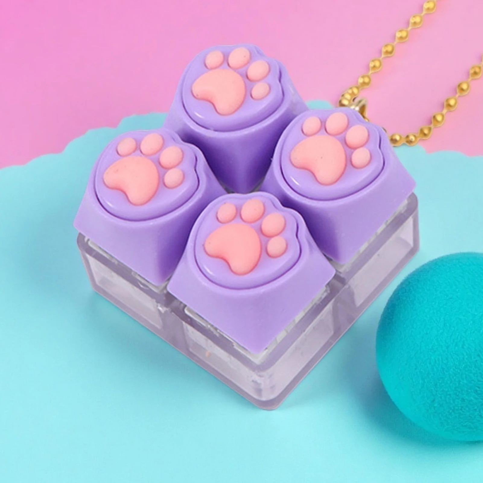 Silicone Cat Paw Keychain Stress Relief Toy with LED Light Flash Effect for Keyboard Lovers Portable Fidget Keyring Gifts