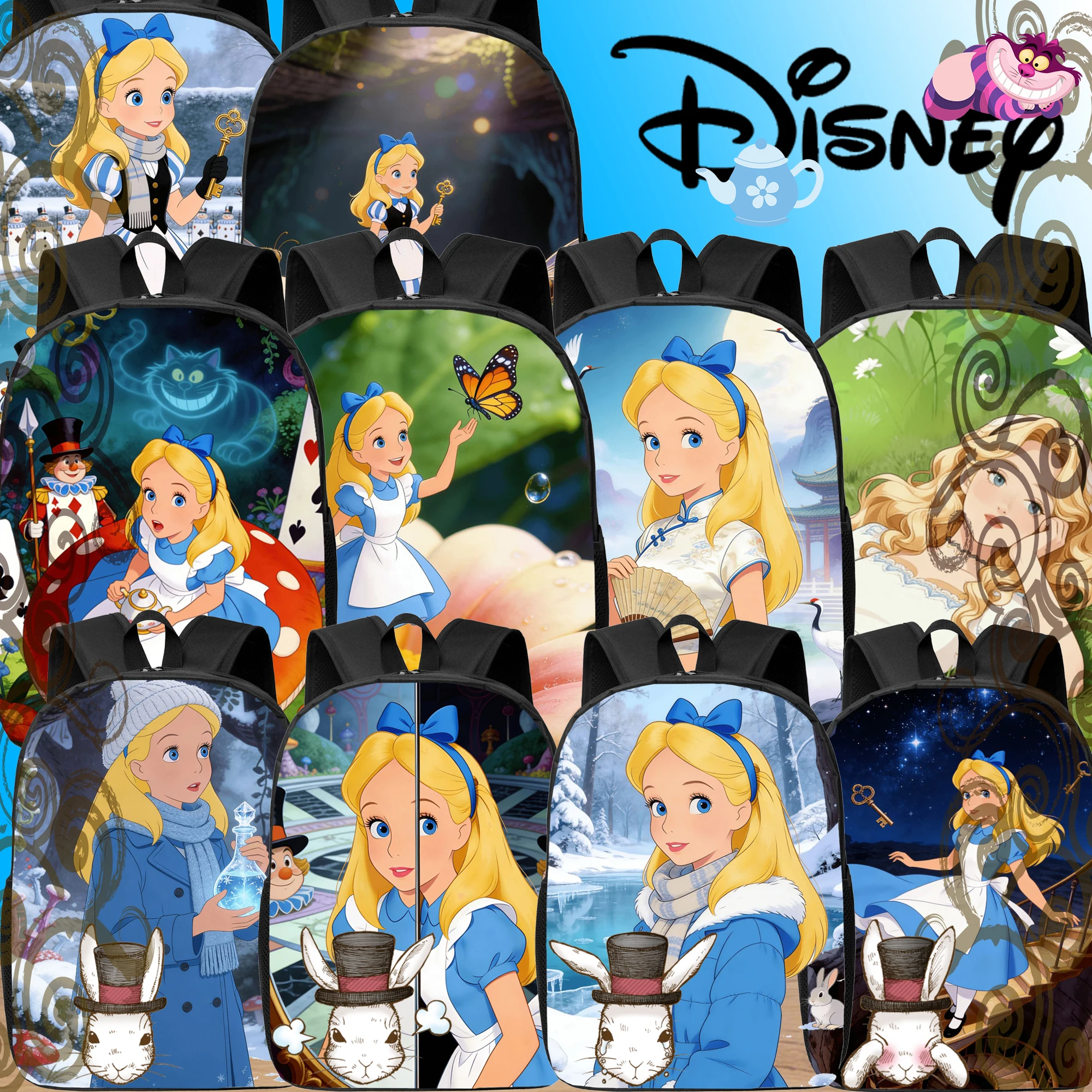 

Рюкзак Disney 1 шт., «Алиса в стране чудес», повседневная сумка, большая вместимость, высококачественный подарок, индивидуальное повседневное использование