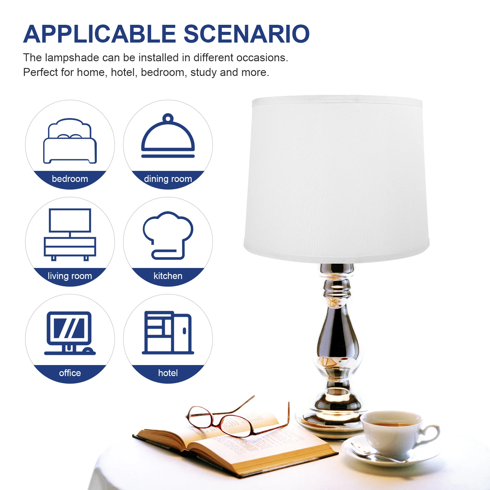 

Round Table Lamp Shade Small Linen Material Iron Frame Replacement Bedside Modern Home Decor Easy Practical Stable Use