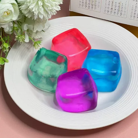 

Maltose Cube Stress Squeeze Toy D ecompression Small Ice Cubes Anti Stress Slow Rebound Polar Light Colorful Squeeze TPR Block