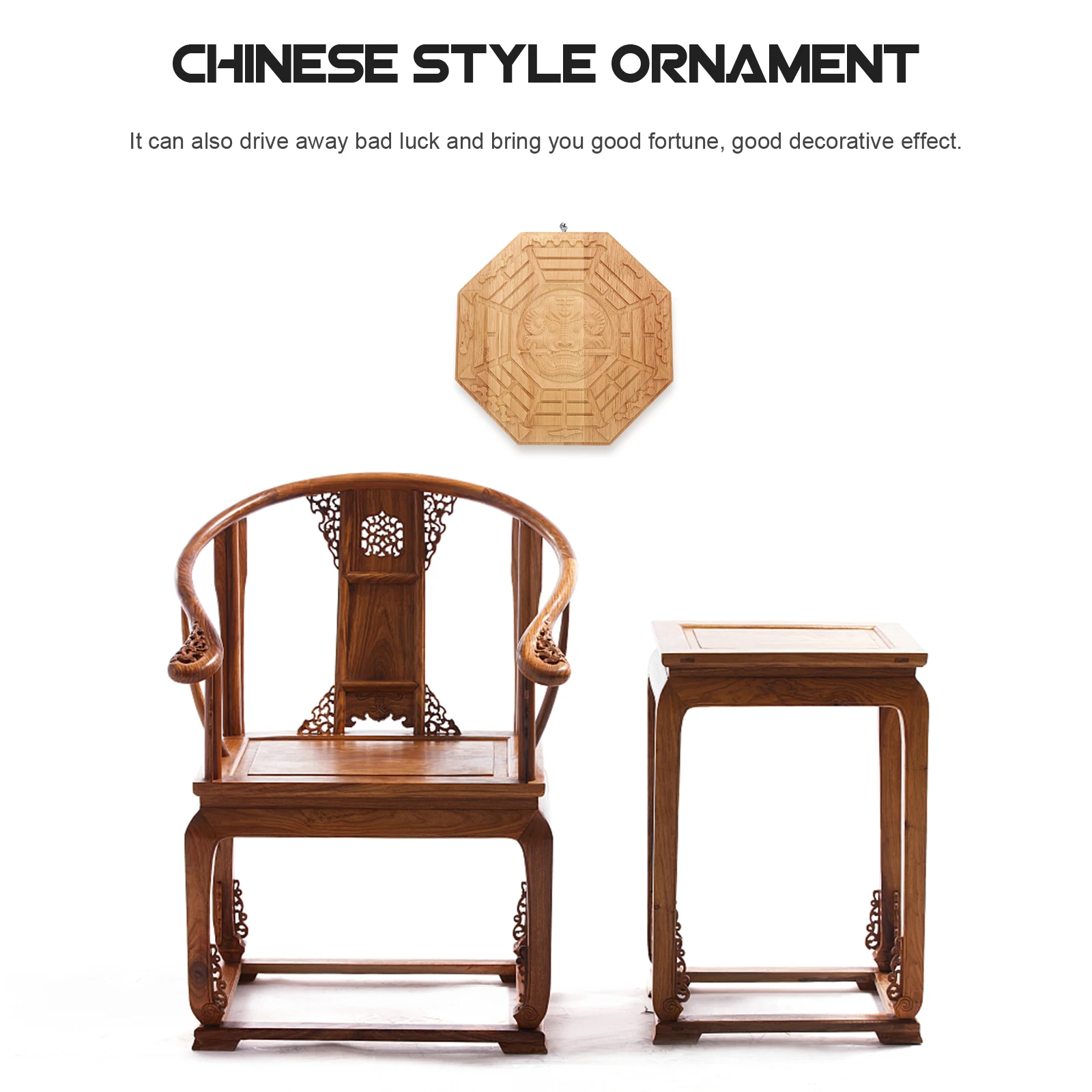 

Tai Chi Gossip Mirror Family Home Decor Chinese Decoration Pendants Wood Ba Gua Unique Style