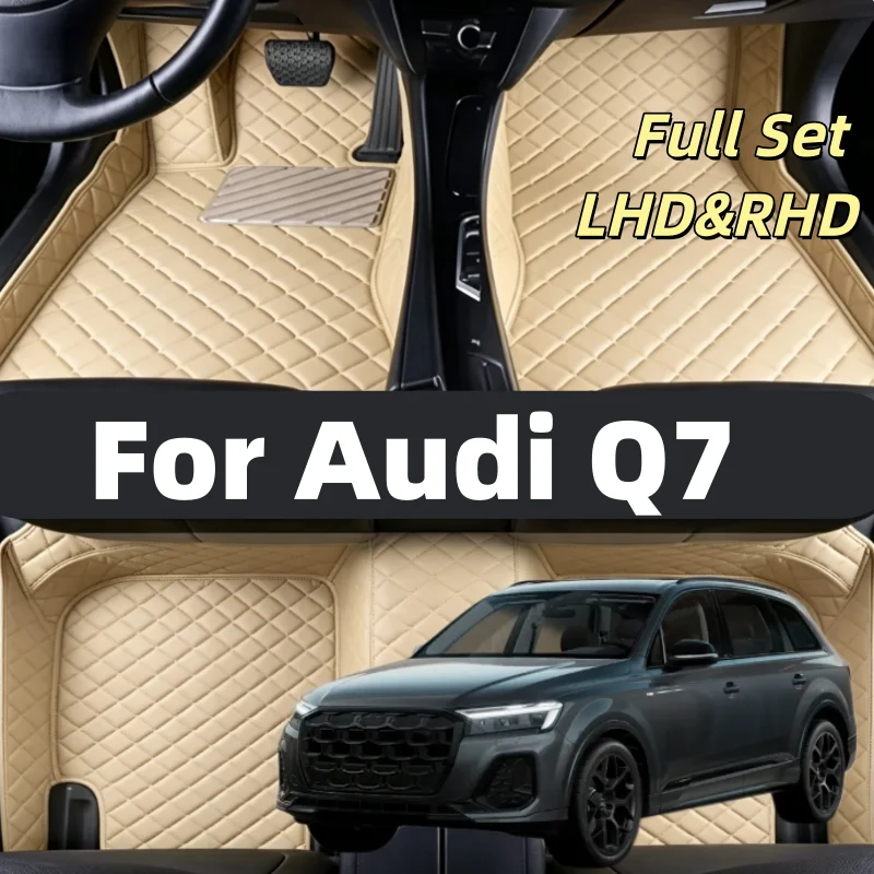 gseenf-アウディq7-2006-2019用カスタムカーフロアマット-自動車カーペット-インテリアアクセサリー-人工革-5人乗りフルセット
