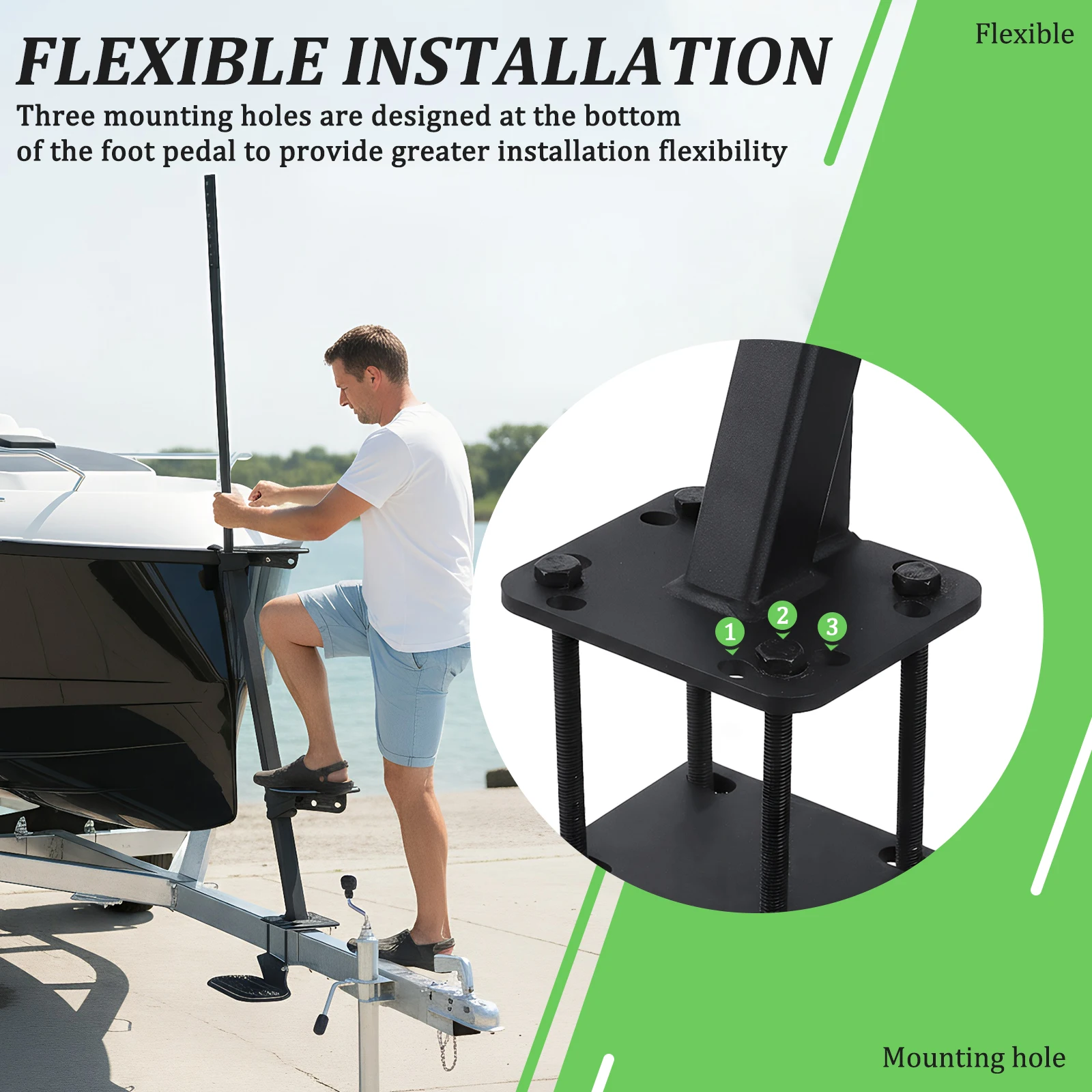 

Heavy Duty Marine Trailer Step with Handrails EVA Non-Slip Pad Staircase Capacity 450 Lbs for Boats Dock & Launching