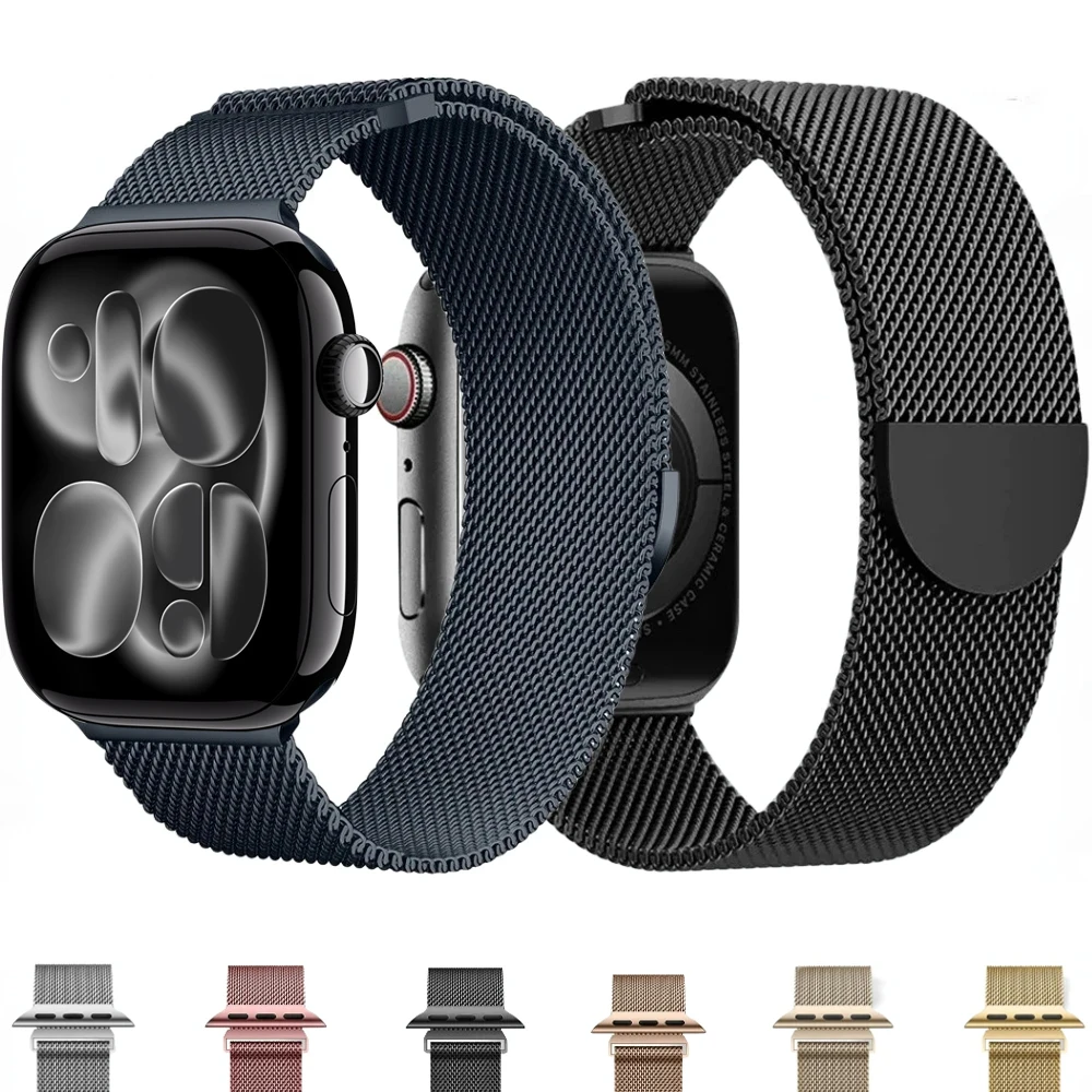 

Milanese Loop Strap for Apple Watch 44mm 40mm 45mm 41mm 46mm 42 49mm Metal Watchband iWatch Series Ultra 11 10 9 8 7 6 4 SE Band