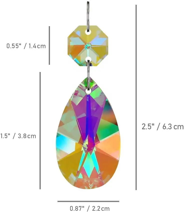 Camal 5pcs AB Color 38mm Teardrop Crystal Glass Pendant Prisms SunCatcher Garland for Chandelier Part Wedding Party Xmas Hanging