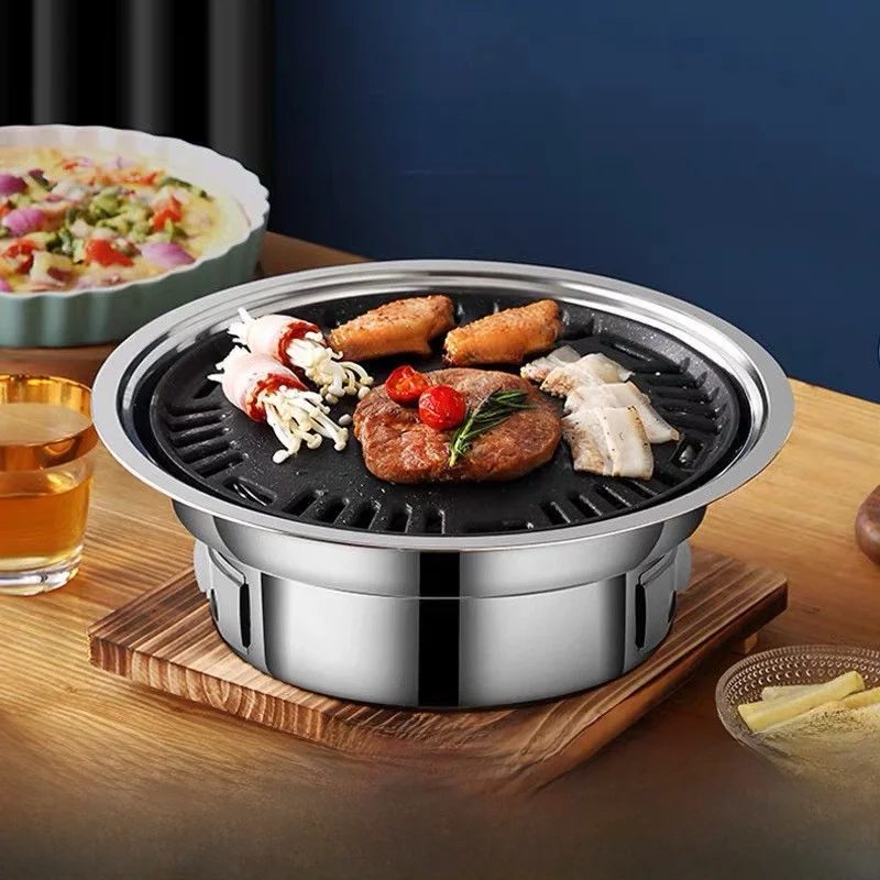 

el Outdoor round Small Charcoal BBQ ill Home Use Korean Sle Steak Oven Commercial BBQ Oven Portable Cam Travel
