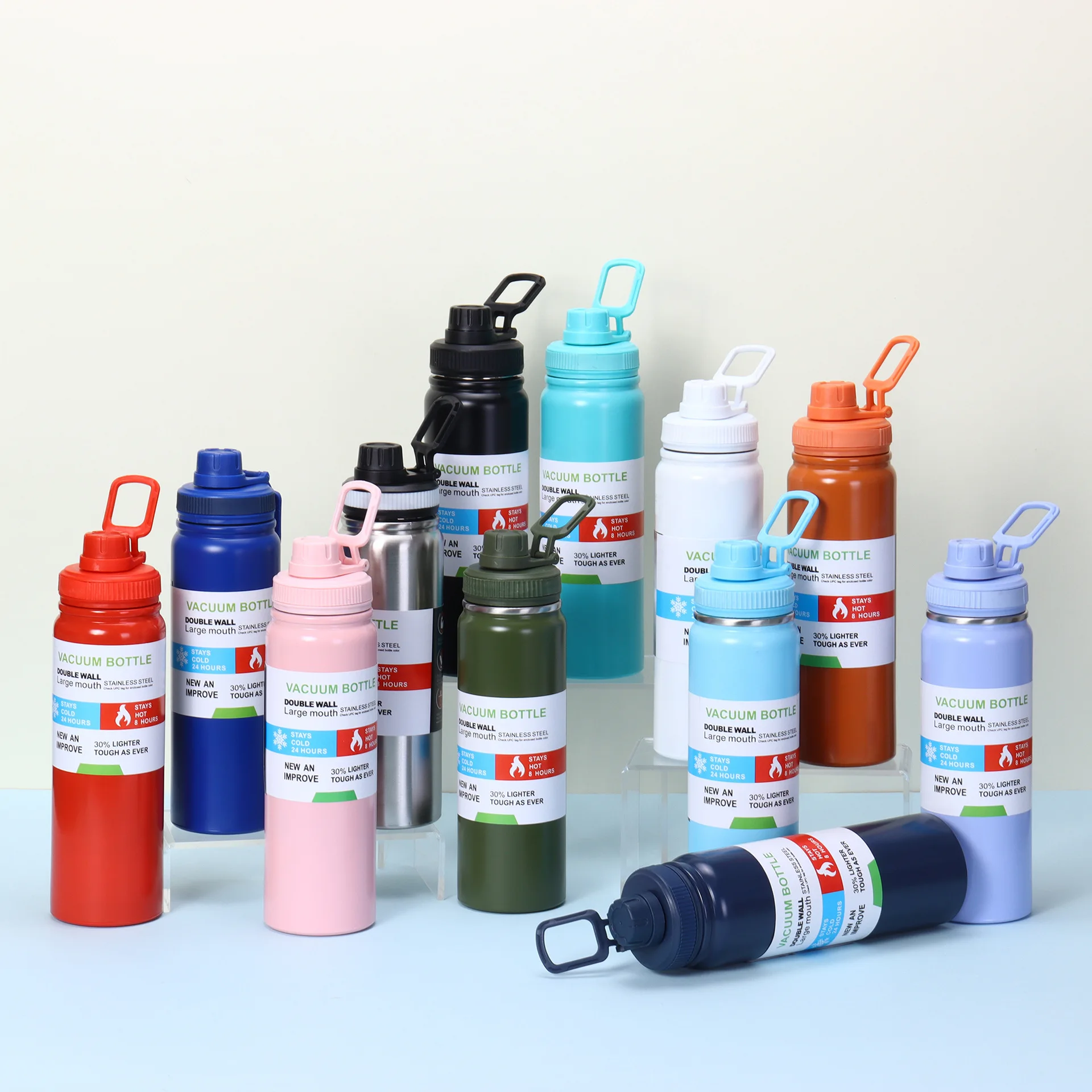 Bouteille isotherme en acier inoxydable 600/800/1000ML, tasse thermique pour voiture, flacon sous vide, garde au froid et au chaud, tasse thermique isolée pour le sport