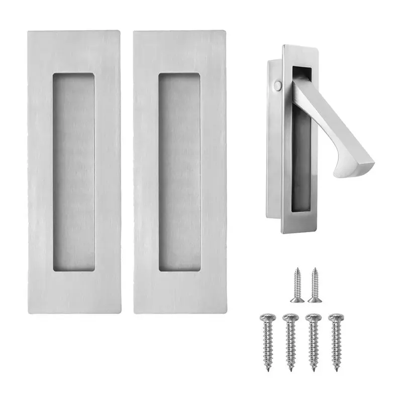 AEE2-Pocket Door Handles And Edge Pull Matte , Handles Hardware Latch,Recessed Finger Flush Pulls 3Pcs