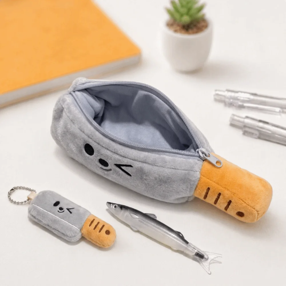 Cute Pencil Case Funny Wink Face Portable Pen Bag Pencil Pouch School Supplies