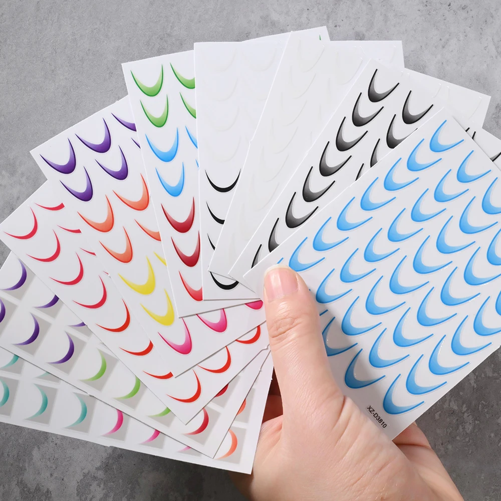 9pcs Gradient French Nail Art Stickers Ink Blooming Wave Line Self-Adhesive Sliders Colorful Stripe Ombre Design Nail Art Decals