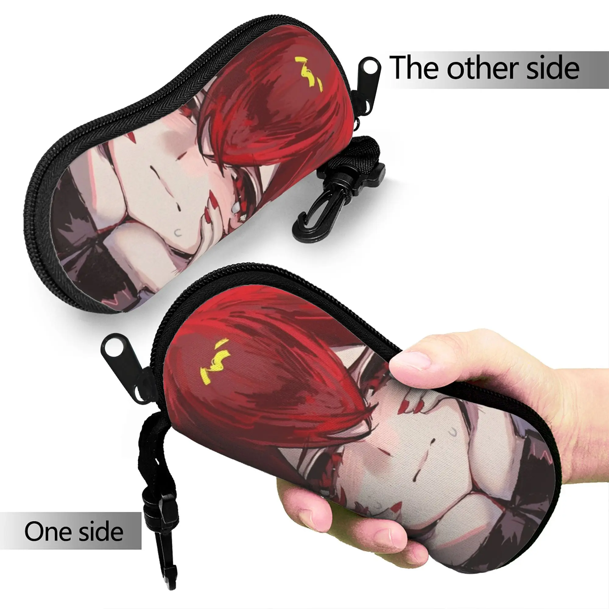 Cute Kasane Teto Anime Glasses Case Men Women Anti-Fall Zipper  Sunglasses Storage Box Eye Contacts Case