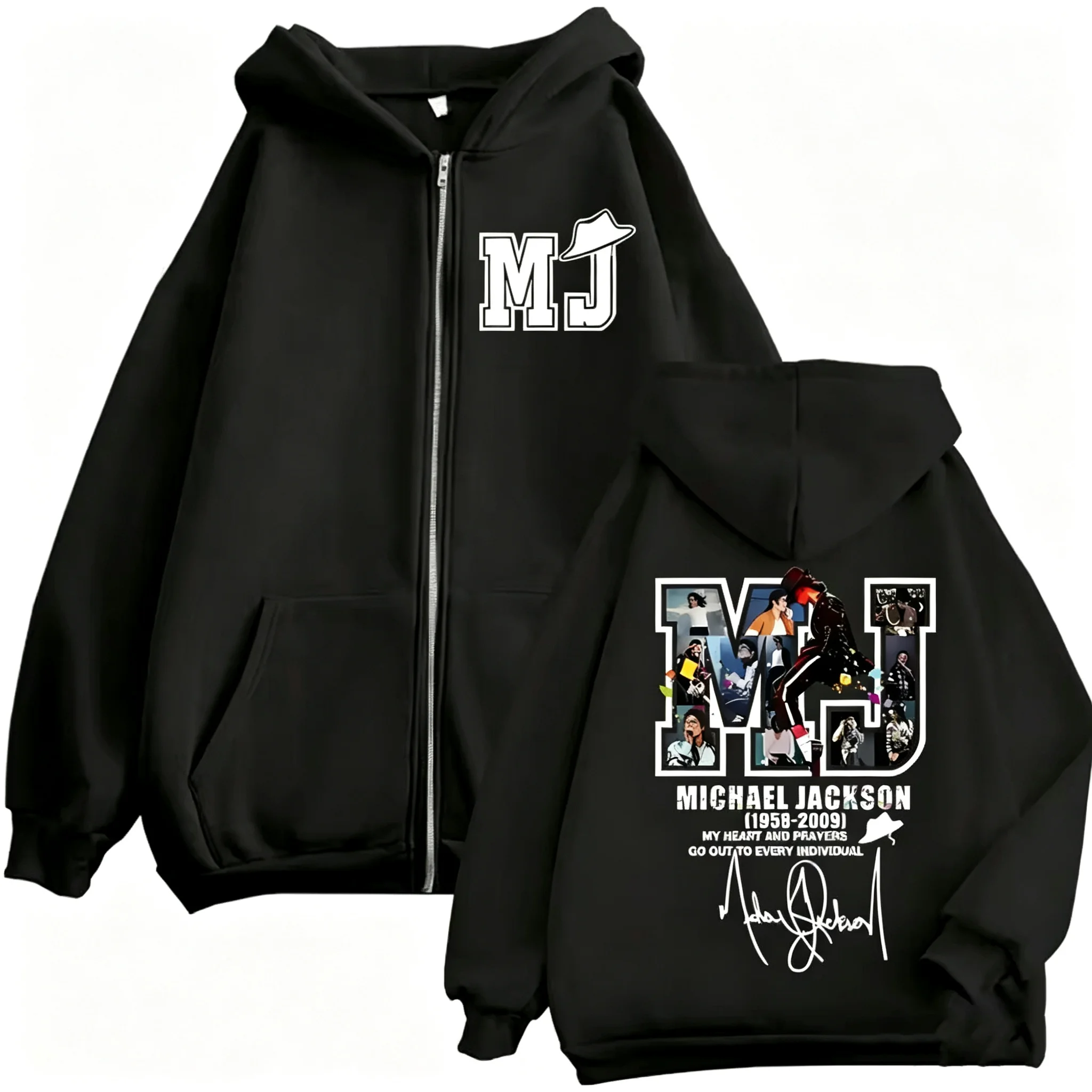 Limited Michael Jackson Merch Zipper Hoodies Punk Rock Hip Hop Zip Up Hooded Sweatshirt Men Women Fashion Casual Loose Pullovers