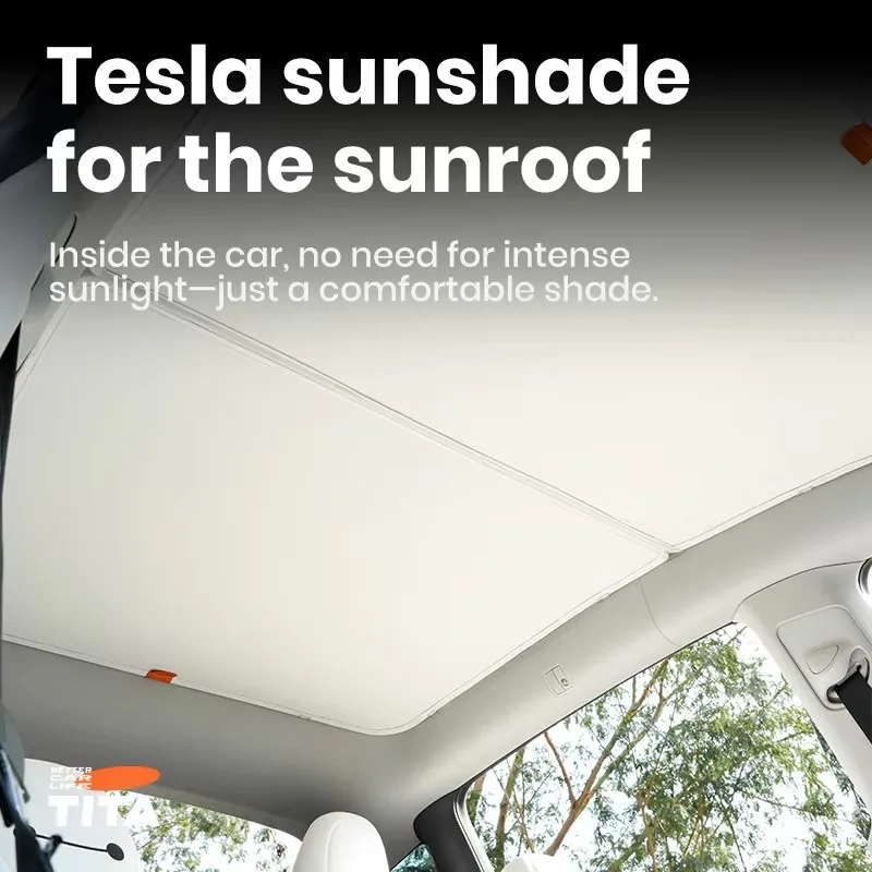 Foldable Double Layer Sunroof Sunshade For Tesla Model 3 Y UV Protection Cooling Car Sun Shade Accessories