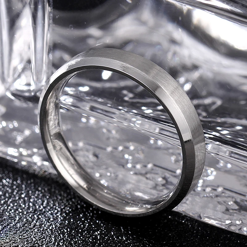4mm Dull Polish Silver Color Titanium Ring For Men and Women Personalized Ring Customize Engraved