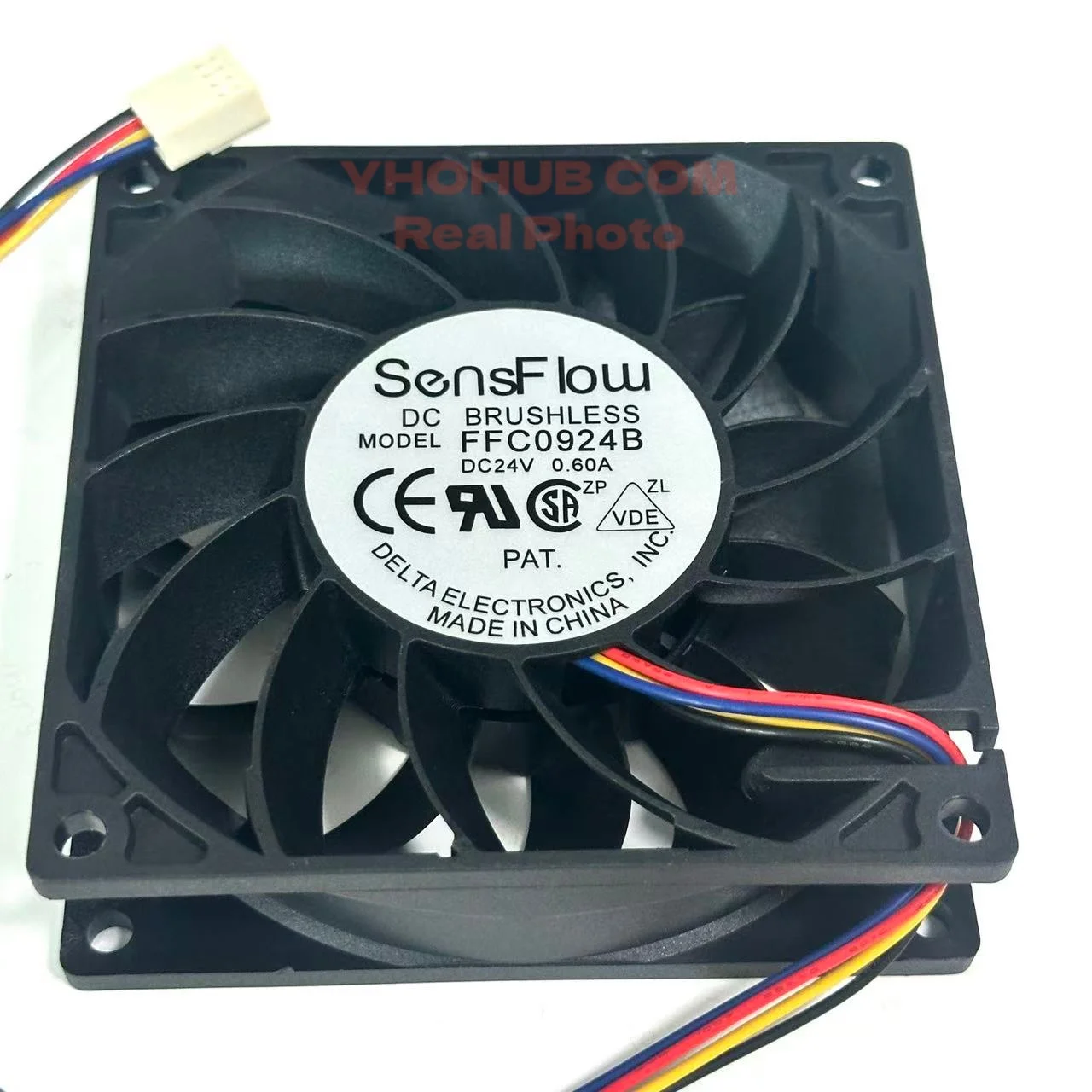 デルタエレクトロニクス-ffc0924b-dc-24v-060a-90x90x25mm-4線式サーバー冷却ファン