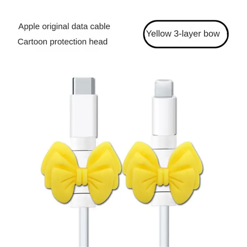 1 Uds. La serie Bow es adecuada para iphone 13/12pro y ipad20 cubierta protectora de cabeza de protección de cable de datos de dibujos animados para evitar