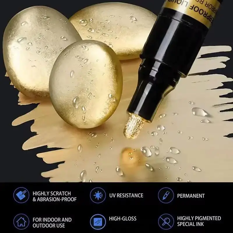 3/2/1 قطعة كروم مرآة قلم تحديد 2 مللي متر لتقوم بها بنفسك طلاء عاكس دائم الذهب والفضة اللمس حتى لوحة نموذج بمناسبة