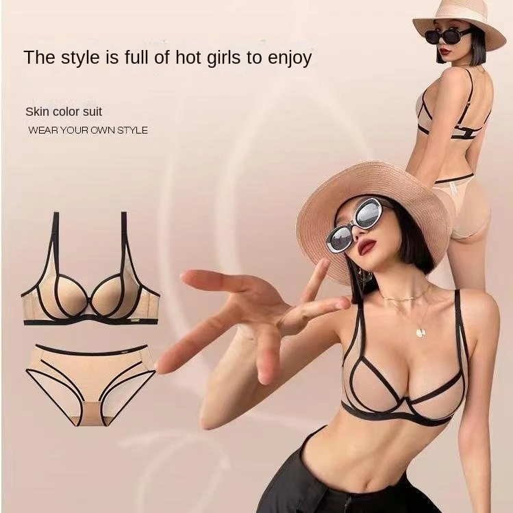 UBAU-ropa interior de pechos pequeños para mujer, Conjunto de sujetador Sexy grande, previene la flacidez del par