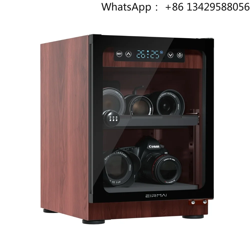 30l Wood Grain Style Electronic Moisture Proof Box Dry Cabinet SLR Camera Lens Stamp Photography Dehumidification Cabinet